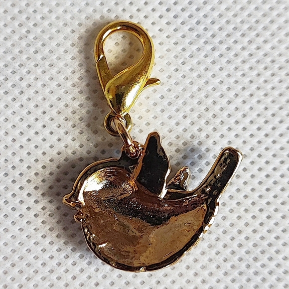 Bluebird Blue Bird of Happiness Gold Tone Enameled Zipper Pull Purse Charm NEW - Picture 3 of 3